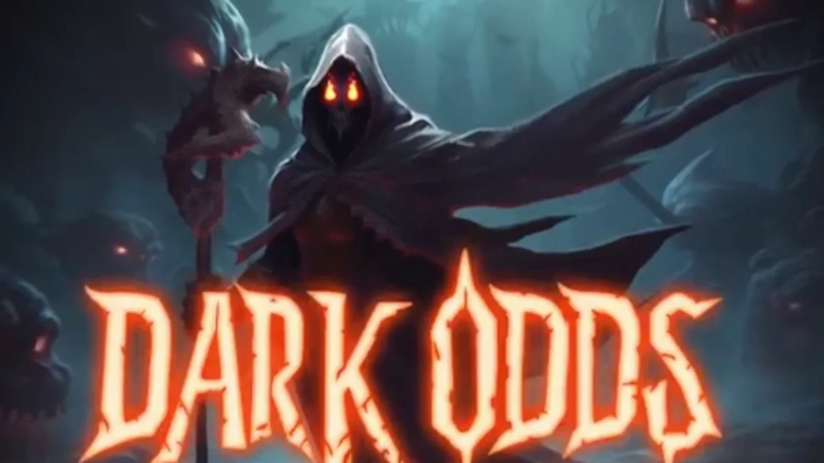 Interface do jogo de slot Dark Odds com temática de Halloween
