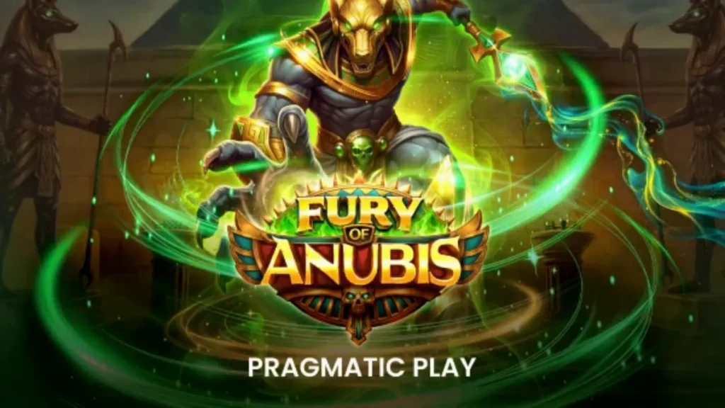 Interface do jogo Fury of Anubis com temática egípcia sombria e símbolos brilhantes