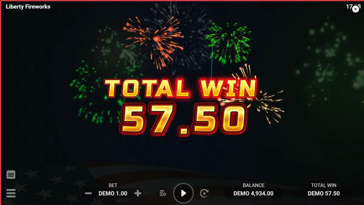 Interface do slot Liberty Fireworks 3 Pots rodando em um smartphone moderno